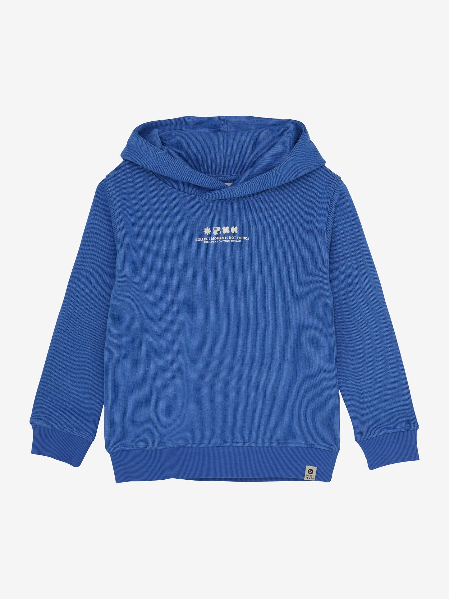 Daily Seven Hoodie, blau mit "Collect Moments"-Print
