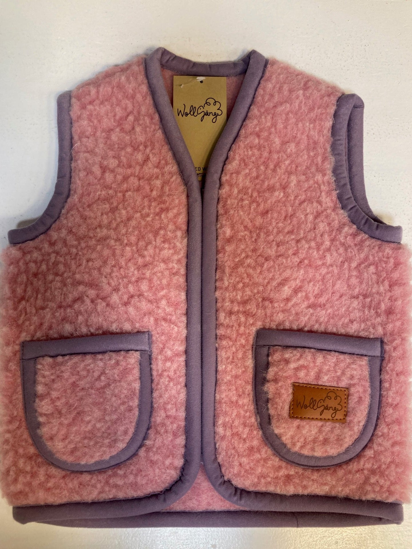 Weste, rosa, mit Reißverschluss und 2 Taschen, 100% Schurwolle