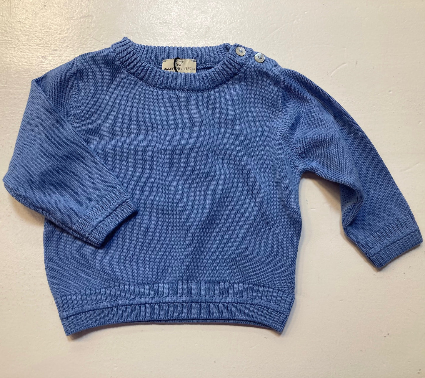 Baby Strickpullover, 100% Bio Merino Wolle, blau