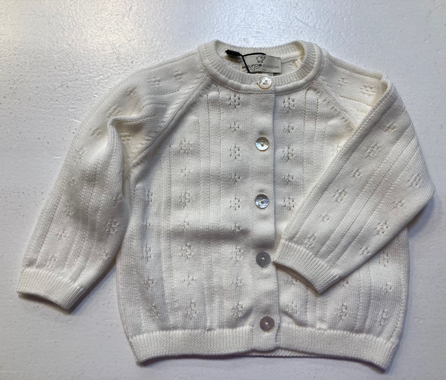 Baby Strickjacke, 100% Bio Merino Wolle, weiß oder rosé