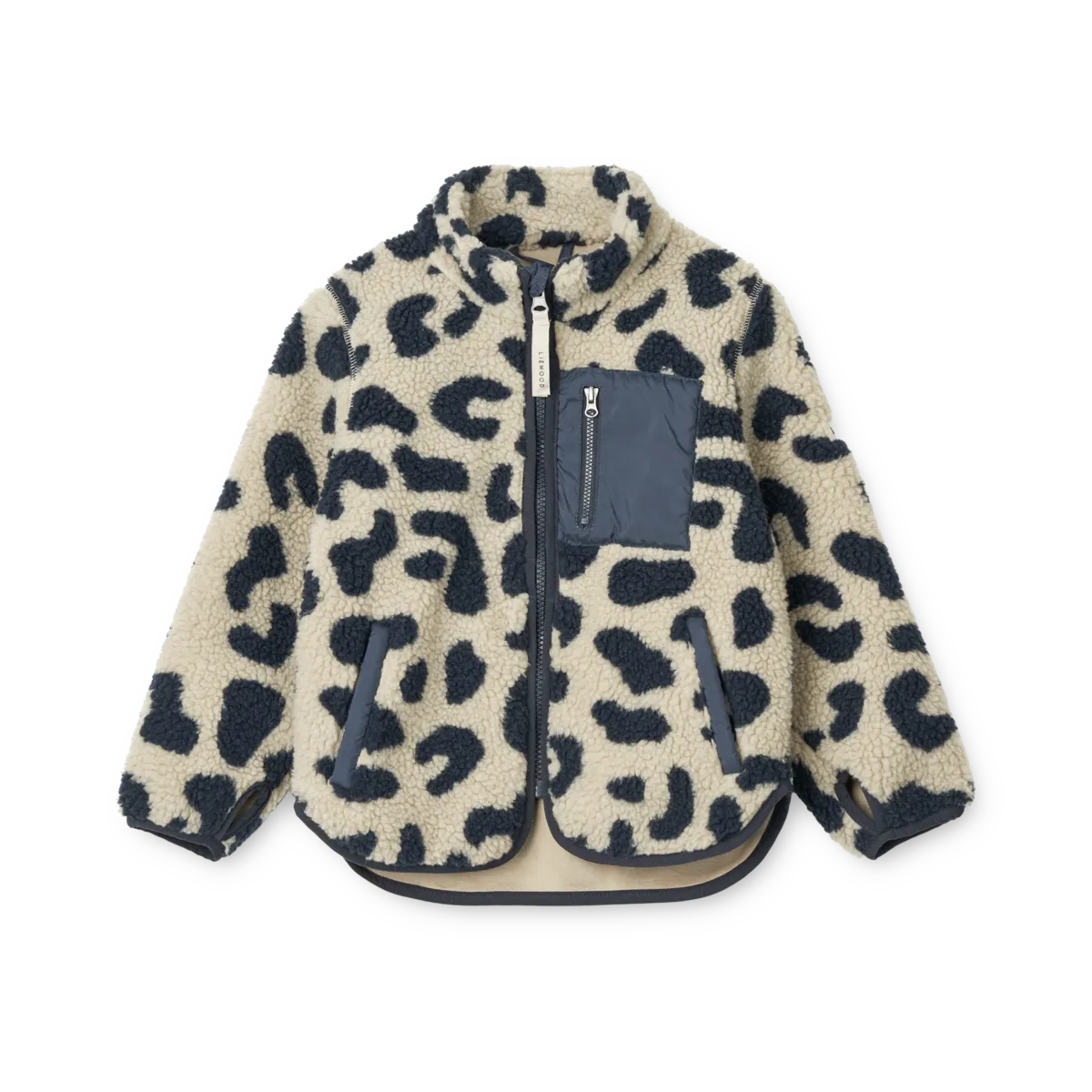Liewood Jacke, Leo Print, natur + schwarz, Teddyfleece