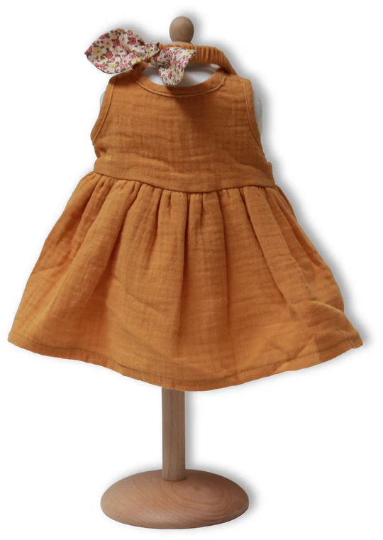Puppenkleigung: gelbes Kleid mit passendem Haarband, 35cm