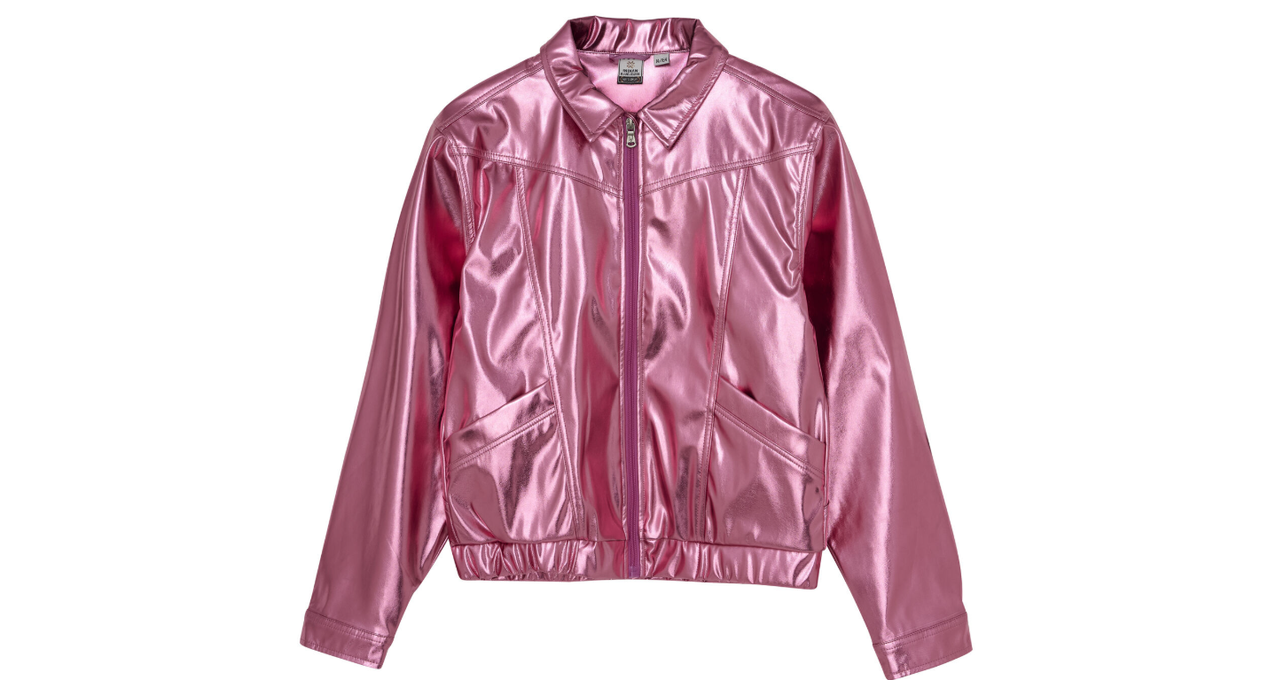 Metallic Biker Jacke, pink