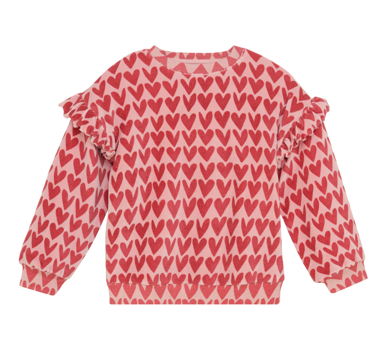 Sweater mit Herzprint, rosa-rot / DailySeven