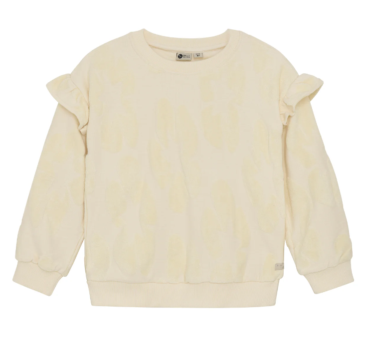 Sweater mit Rüschen und 3D Print, off-white