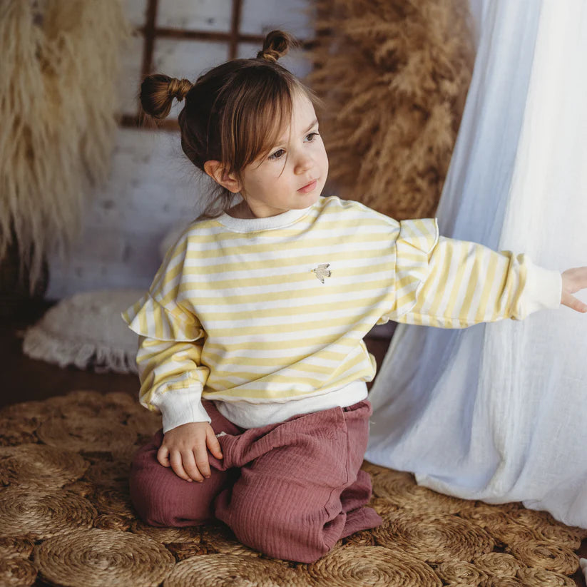 Sweat Shirt "lille havn", gestreift, gelb oder terracota-rosa