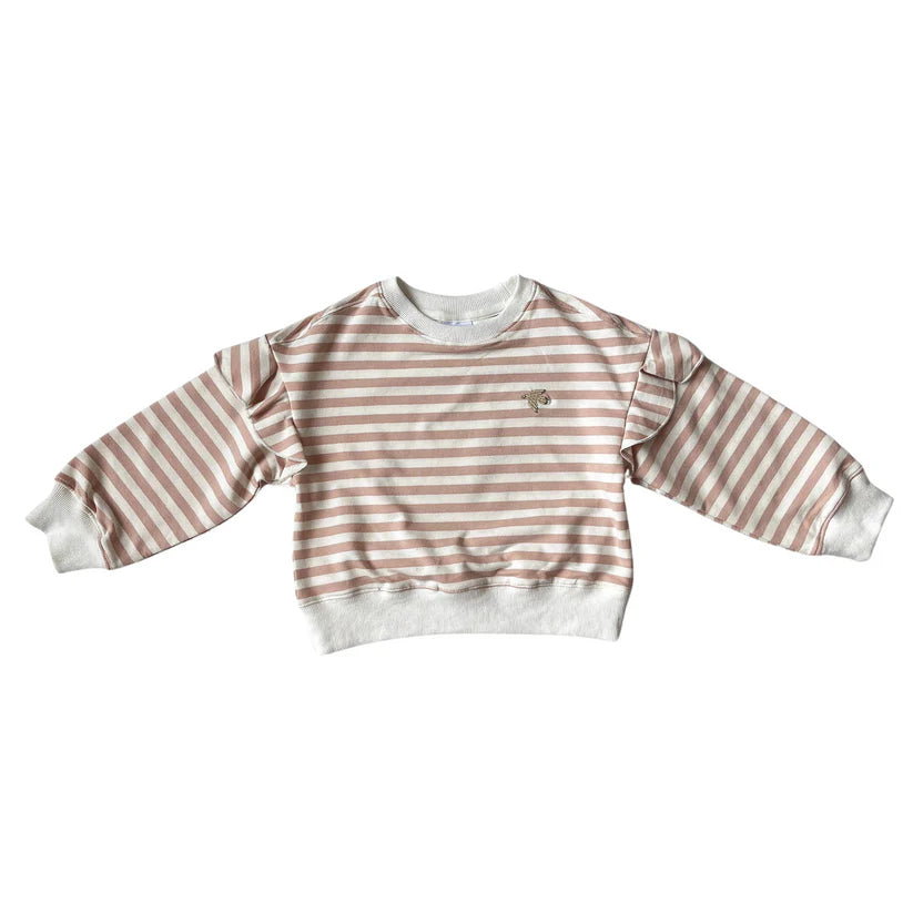 Sweat Shirt "lille havn", gestreift, gelb oder terracota-rosa