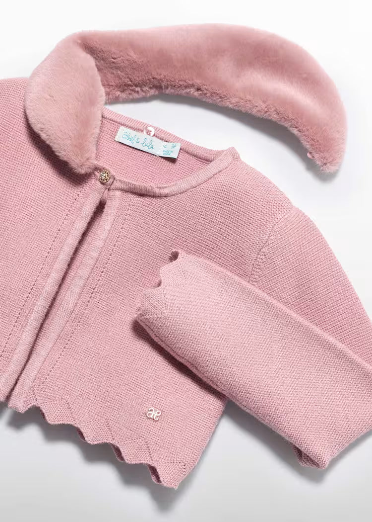 abel & lula Bolero Strickjacke mit Fellkragen