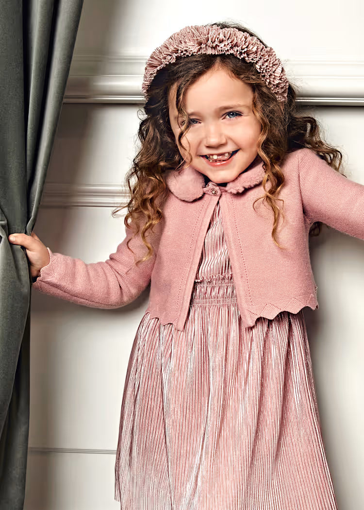abel & lula Bolero Strickjacke mit Fellkragen