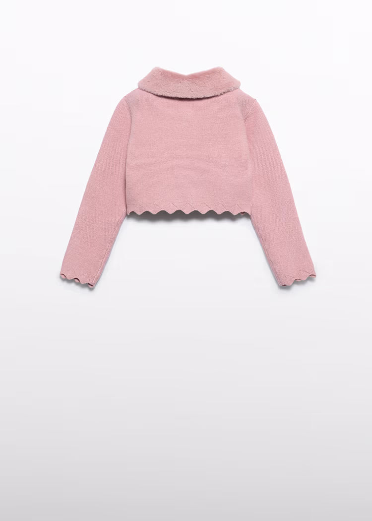 abel & lula Bolero Strickjacke mit Fellkragen