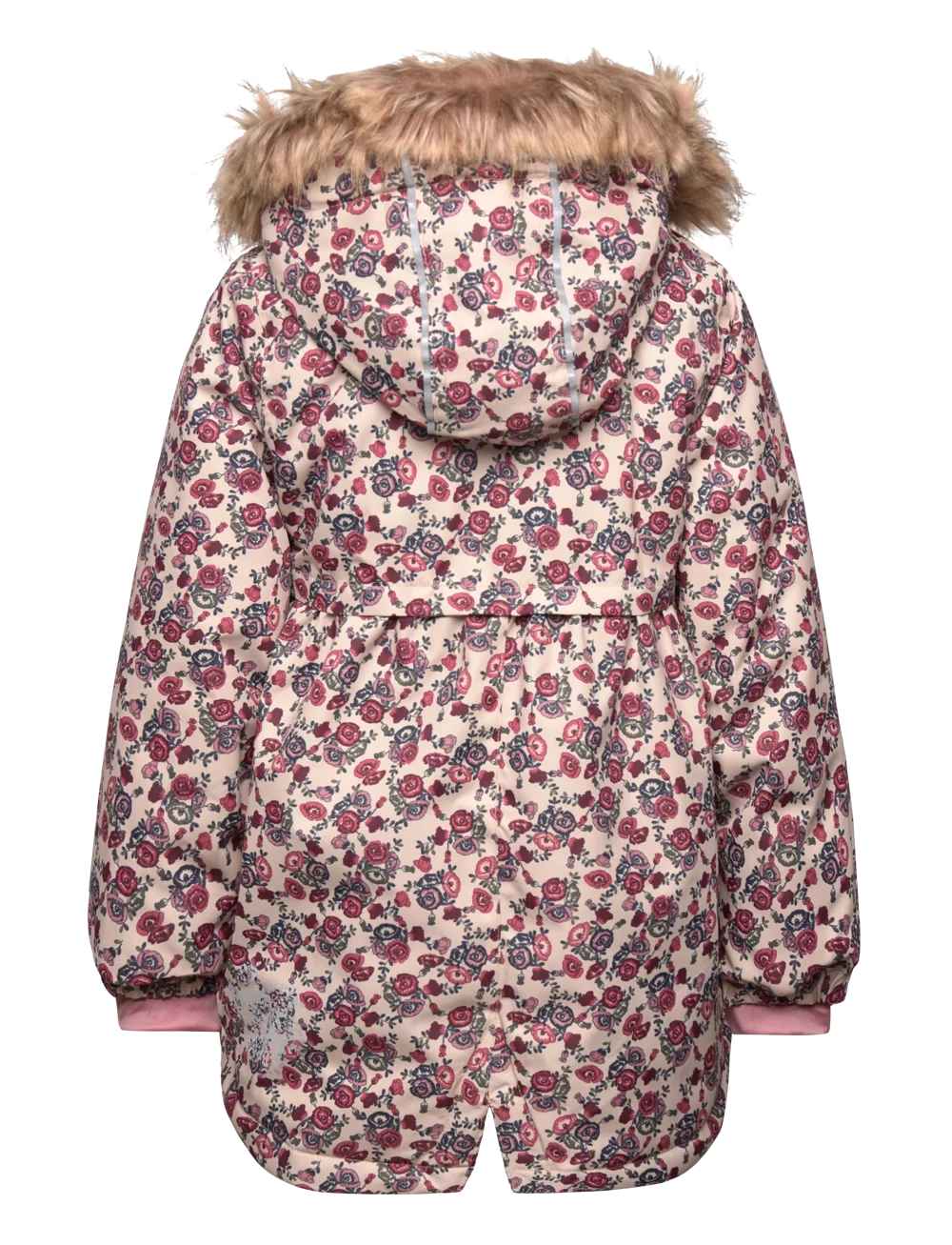 Minymo Winterjacke mit Blumenmotiv und Kunstfell-Detail