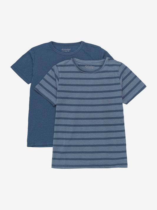 Basic T-Shirt, 2er Set, navy