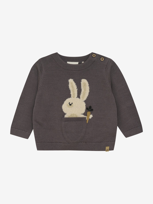 Baby Pullover mit Hasenmotiv und kleiner Tasche