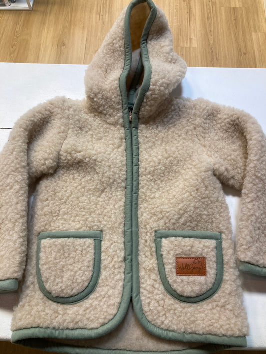 Wolljacke, naturfarben, mit Kapuze 100% Schurwolle