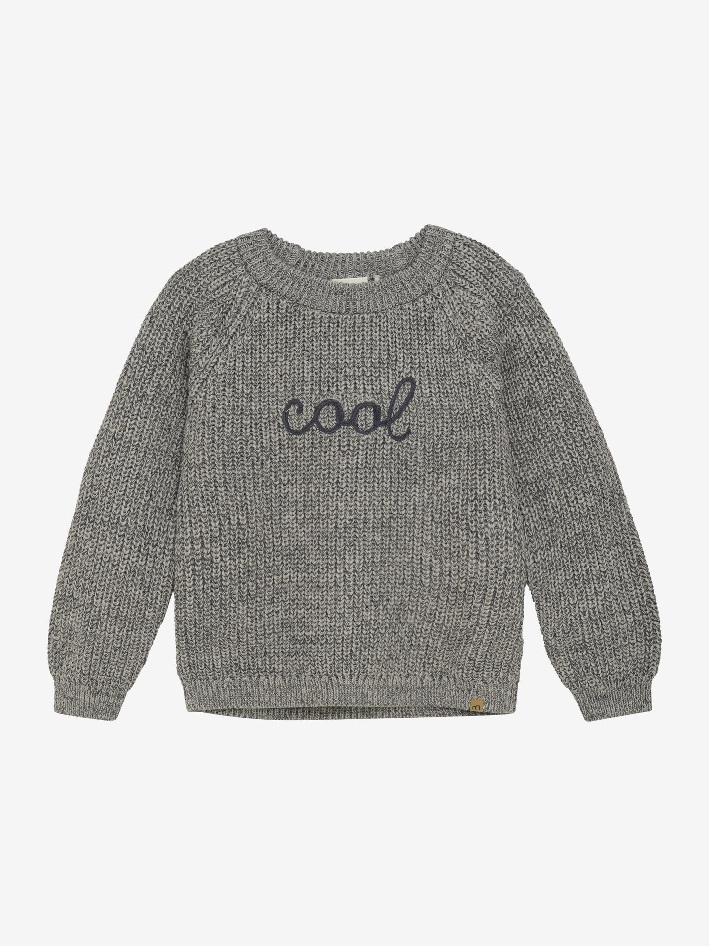 Minymo Pullover grau meliert mit Stickerei