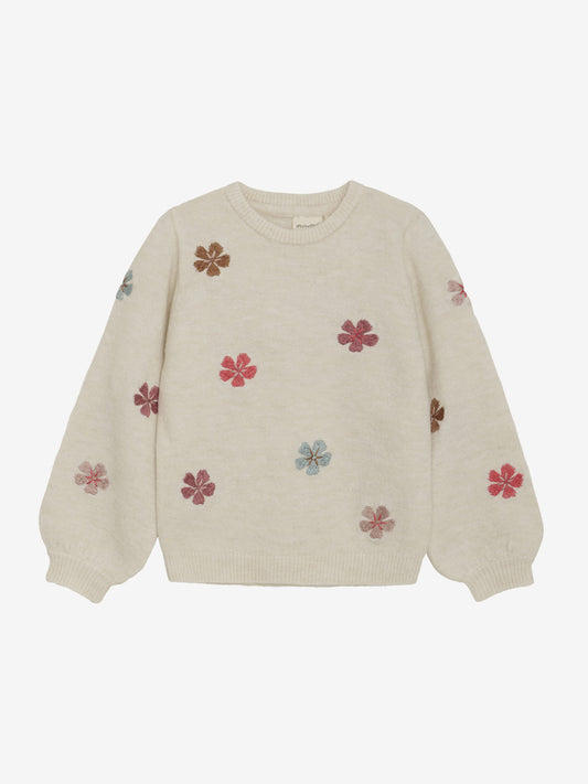 Minymo Pullover mit gestickten Blüten