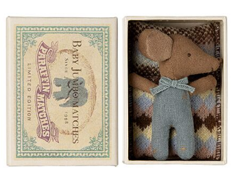 Maileg - Sleepy wakey baby maus in Streichholzschachtel -Blue