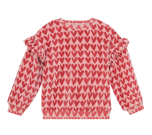 Sweater mit Herzprint, rosa-rot / DailySeven