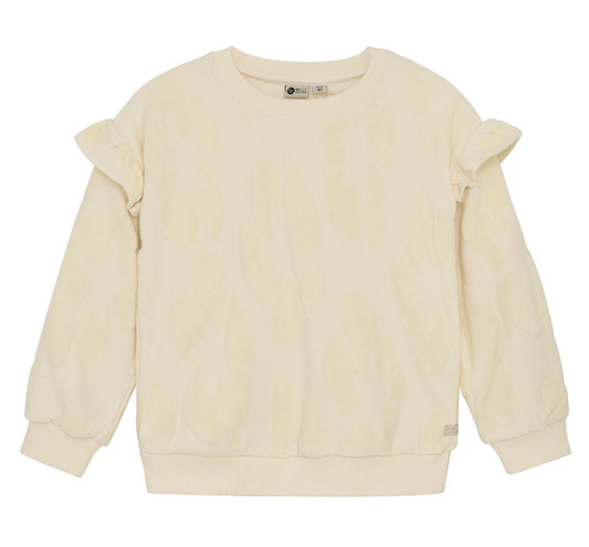 Sweater mit Rüschen und 3D Print, off-white
