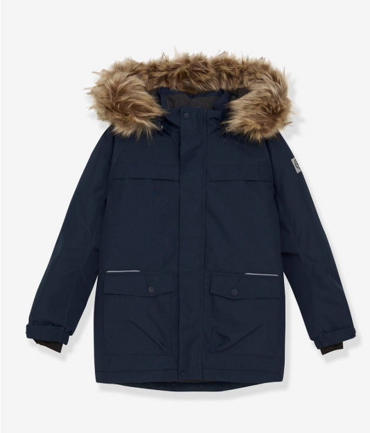 Corlo Kids Winterjacke mit Kapuze (Kunstfell) in dunkelblau
