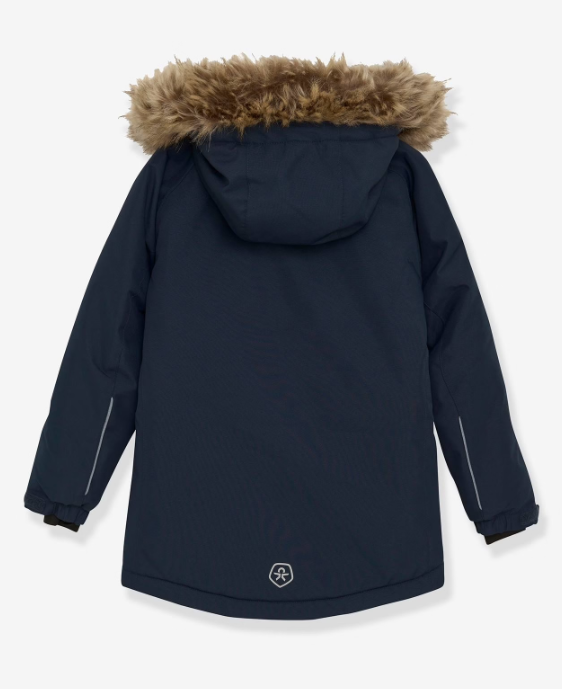 Corlo Kids Winterjacke mit Kapuze (Kunstfell) in dunkelblau