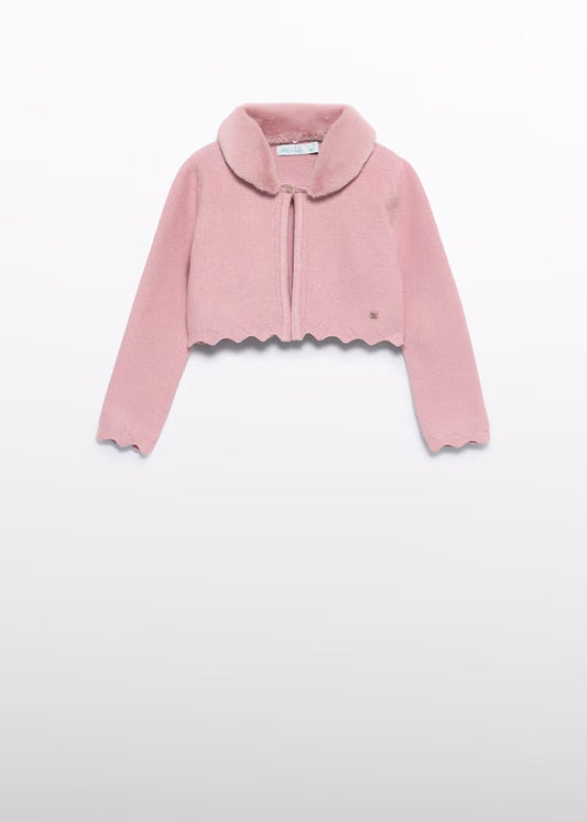 abel & lula Bolero Strickjacke mit Fellkragen