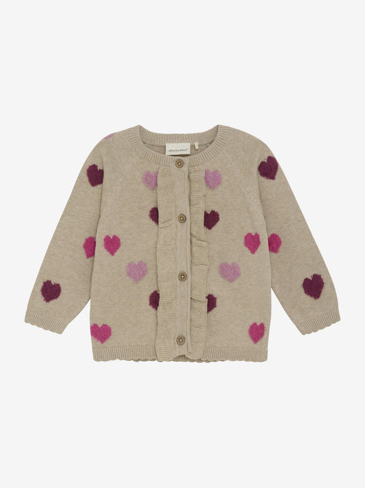 Baby Strickjacke mit Herzmotiv und Rüschen